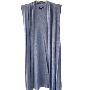 Long Knit Vest Size S Blue Open Front Sleeveless